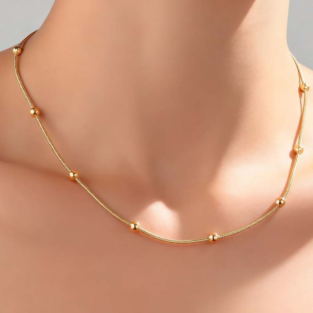 Linear Bead Snake Chain Necklace