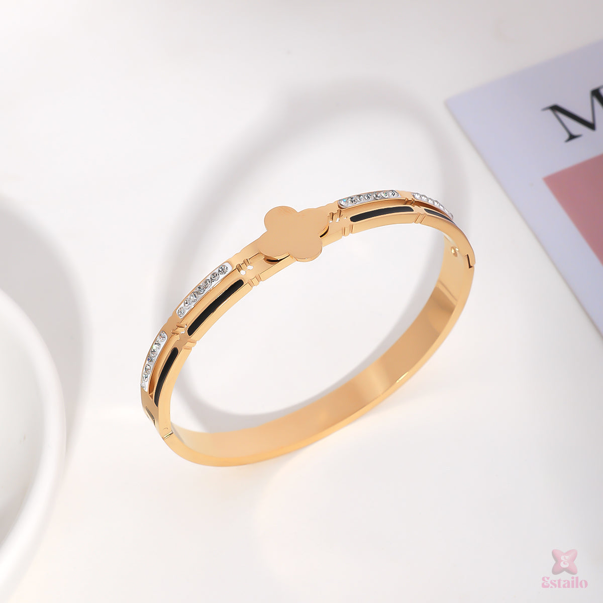 Dazzling Clover Cuff Bracelet