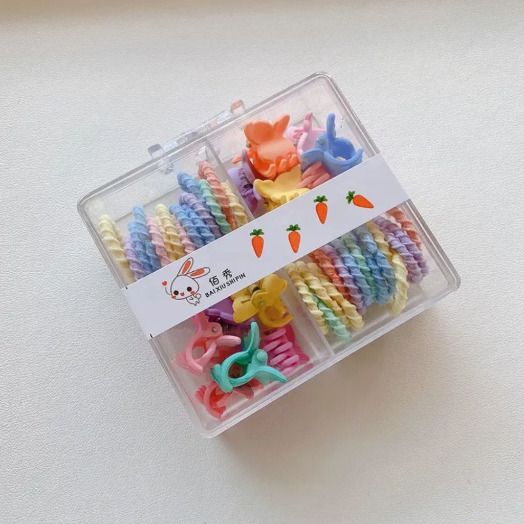 Peachy Princess Hair Clips and Small Rubber (Pack of 1)