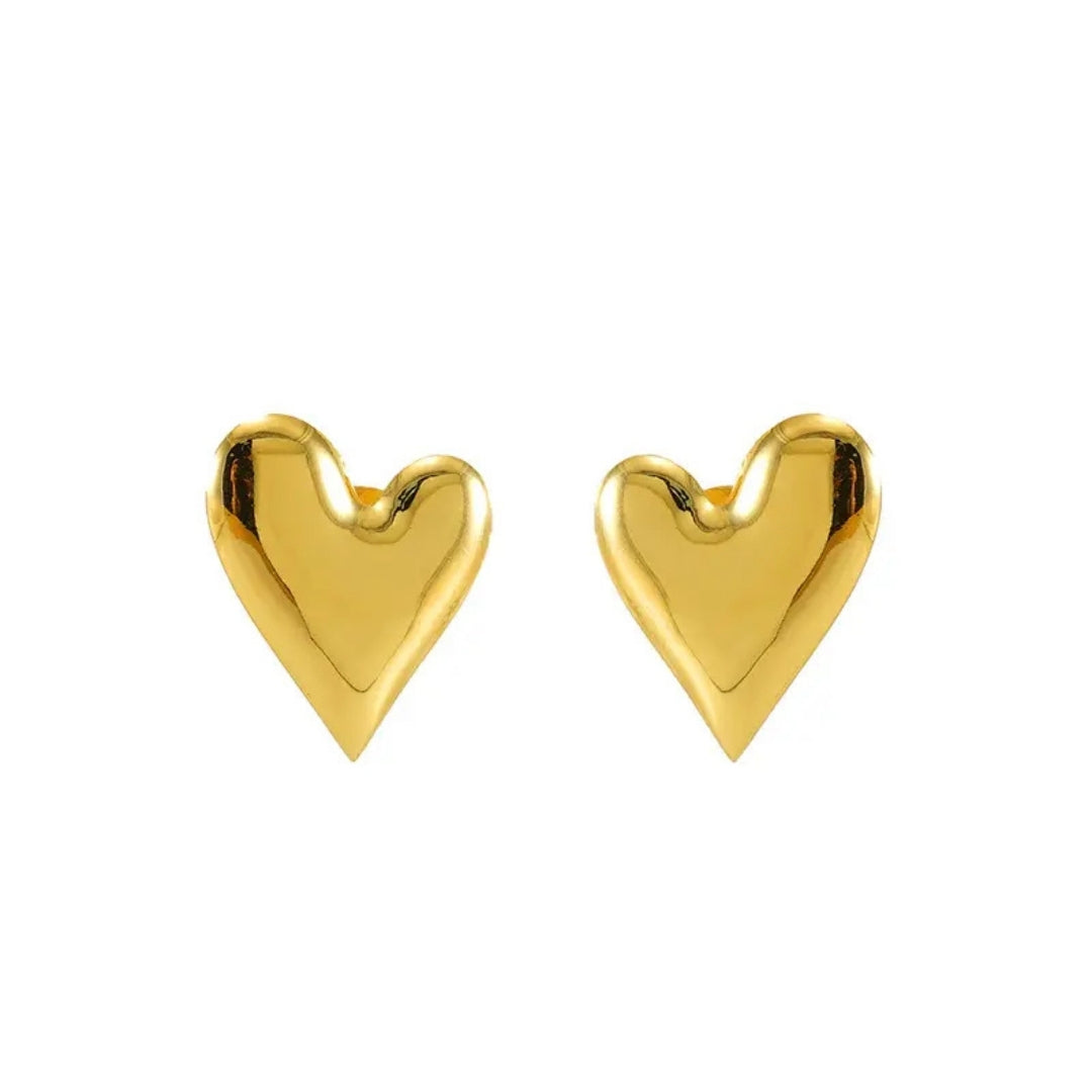 Golden Heart Stud  Earrings