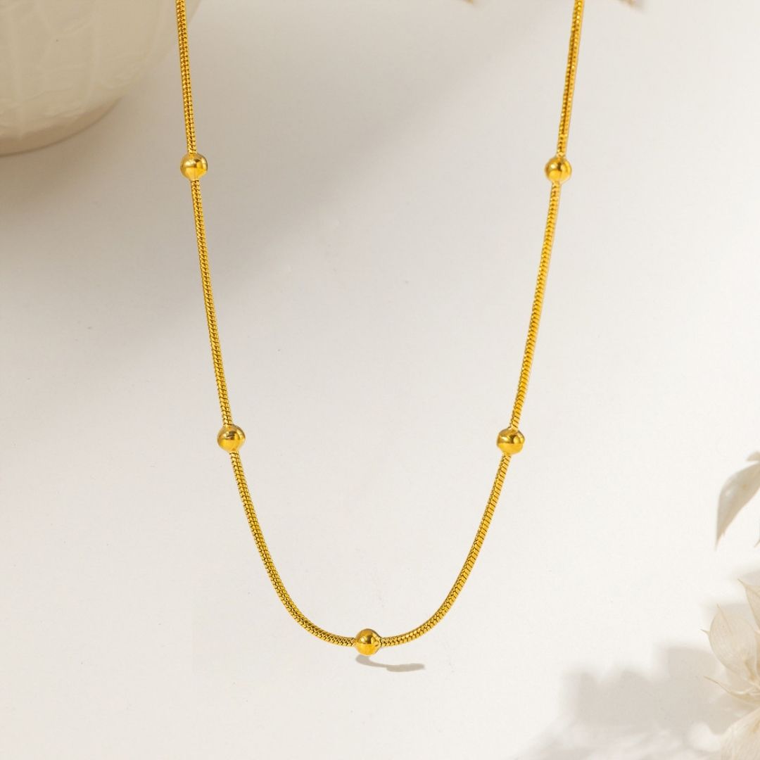 Linear Bead Snake Chain Necklace