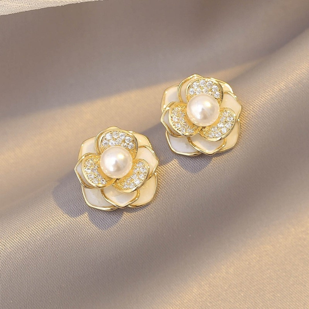 Camellia Pearl Blooms Earrings