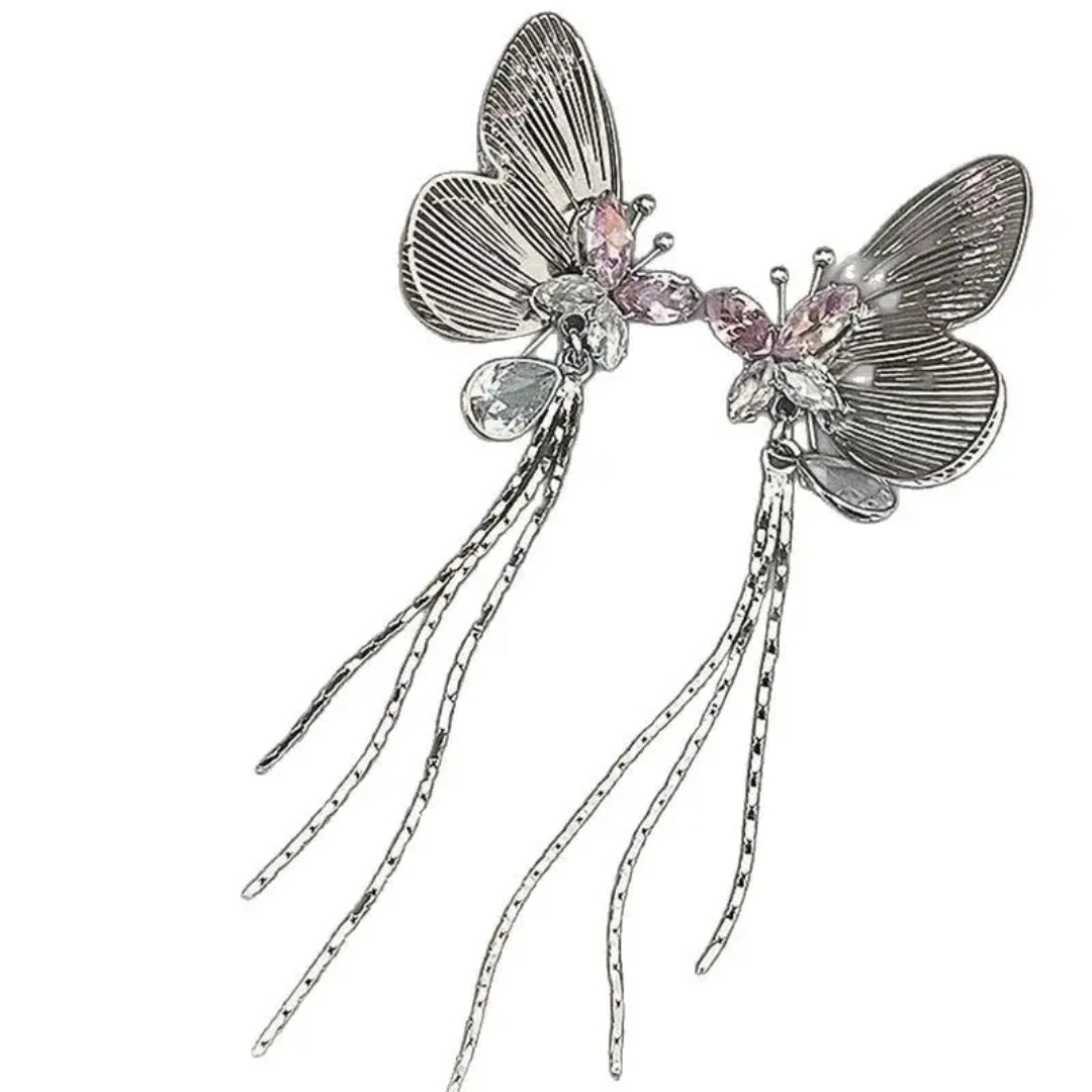 Graceful Monarch Pearl Chain Earrings