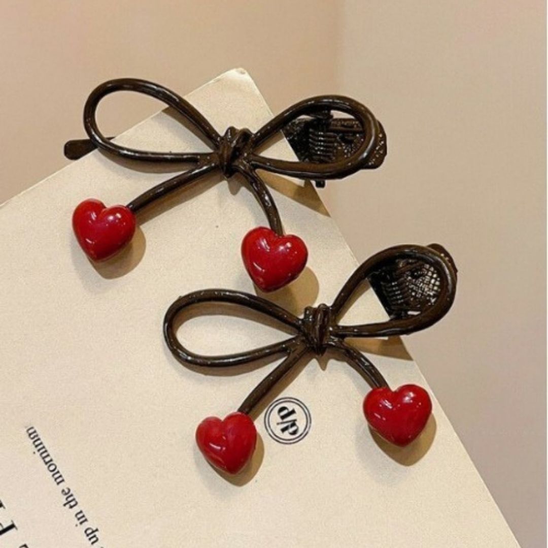 Cherry & Bow Hair Clip (Pack of 2)