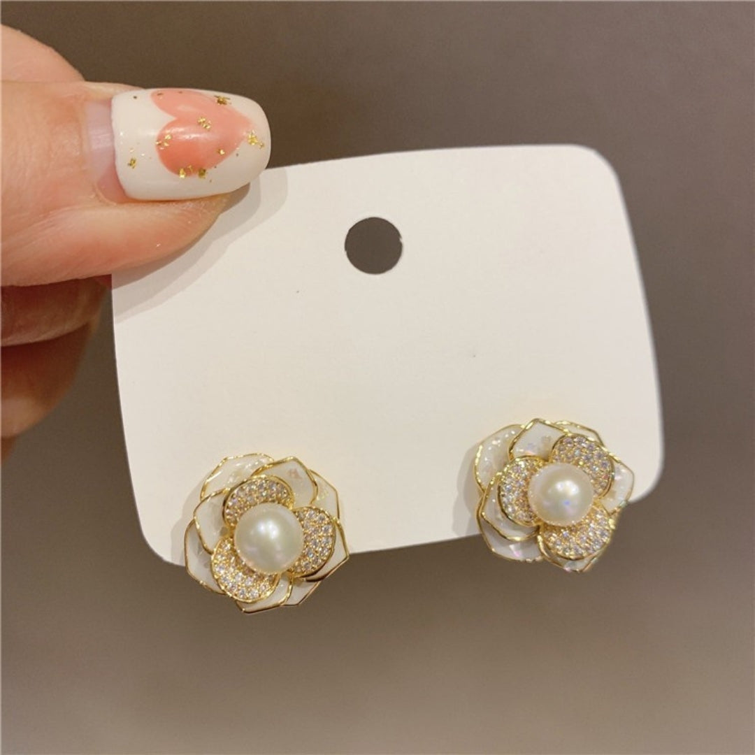 Camellia Pearl Blooms Earrings