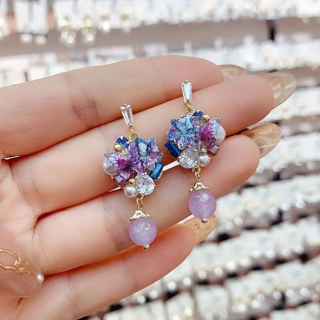 Royal Purple Cluster Earrings