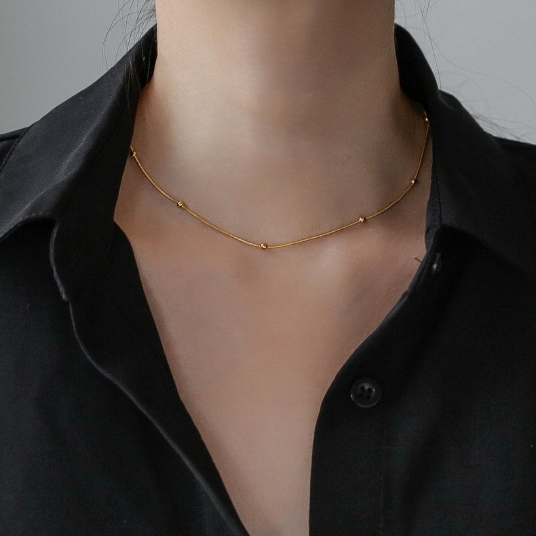 Linear Bead Snake Chain Necklace