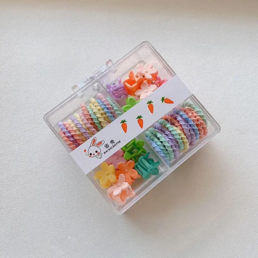 Peachy Princess Hair Clips and Small Rubber (Pack of 1)