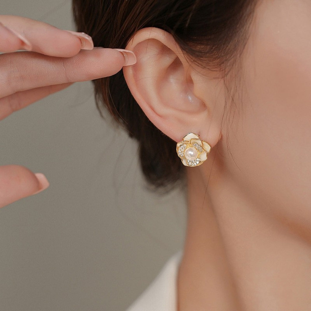 Camellia Pearl Blooms Earrings