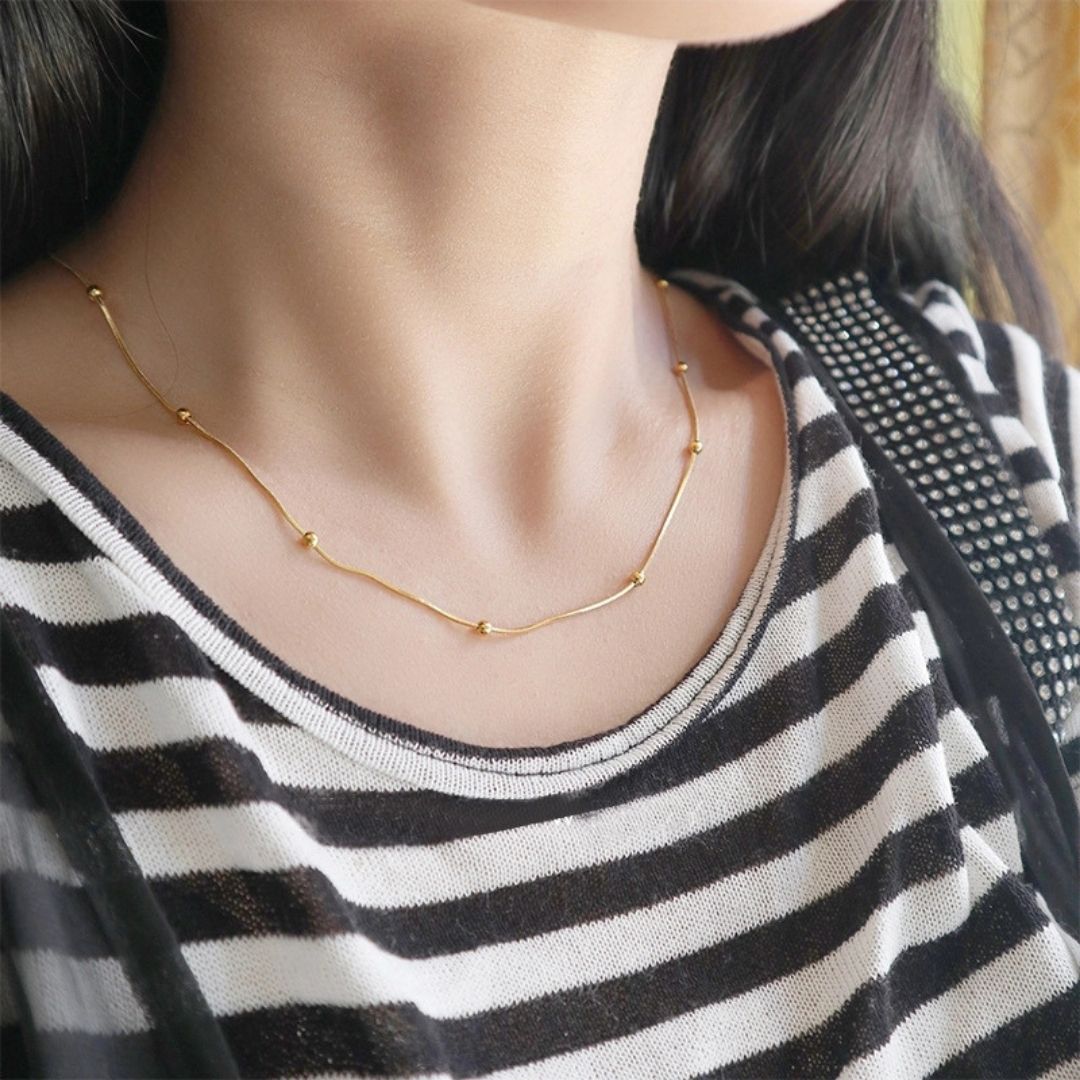 Linear Bead Snake Chain Necklace
