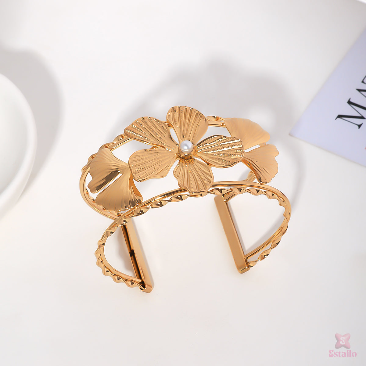 Golden Bloom Cuff Bracelet