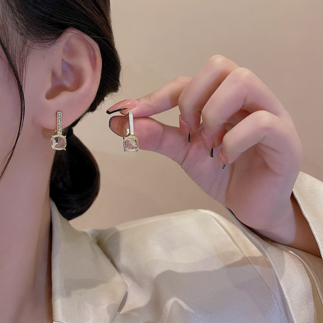 Crystal Frame Hoops Earring