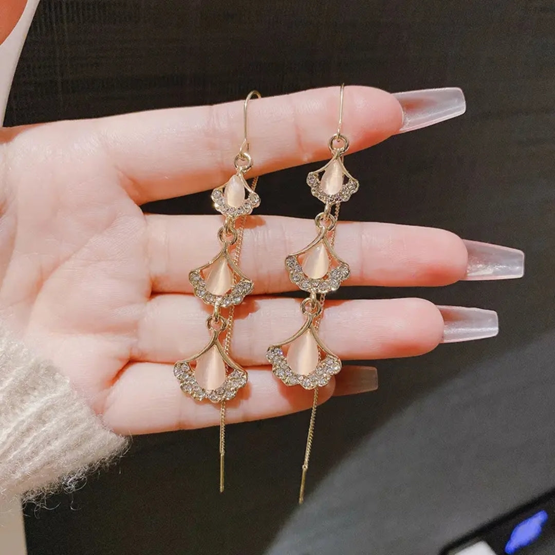 Rose Quartz Dangler Chains Earrings