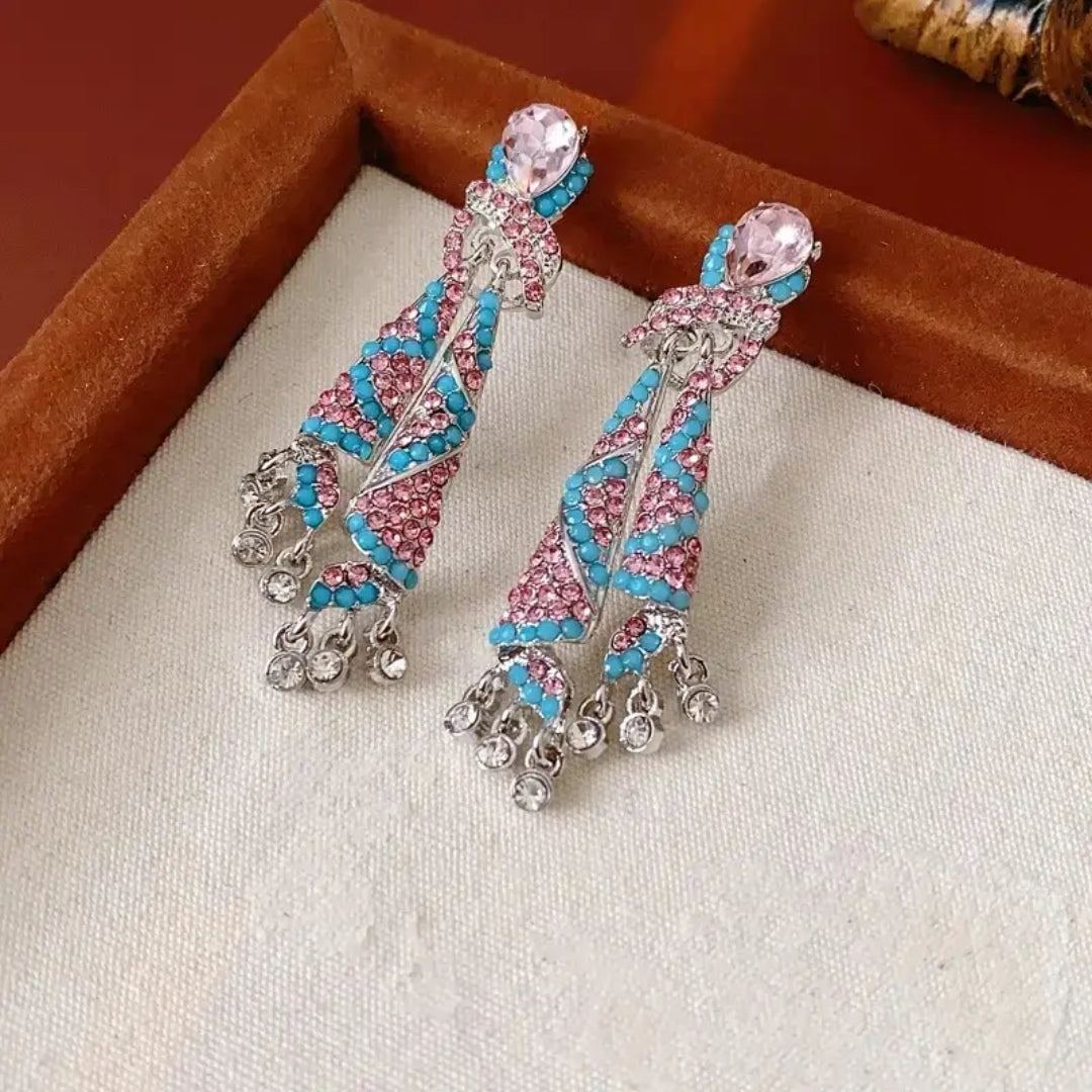 Rose & Azure Chandelier Earrings