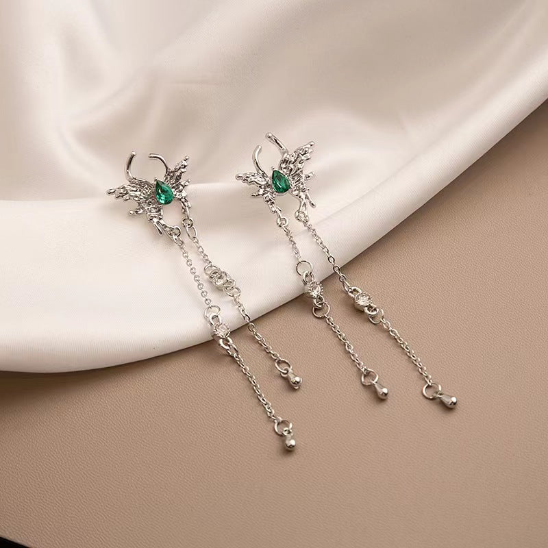 Emerald Bloom Chain Drops Earrings