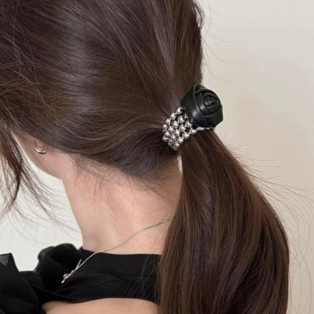 Black Rose Hair Tie