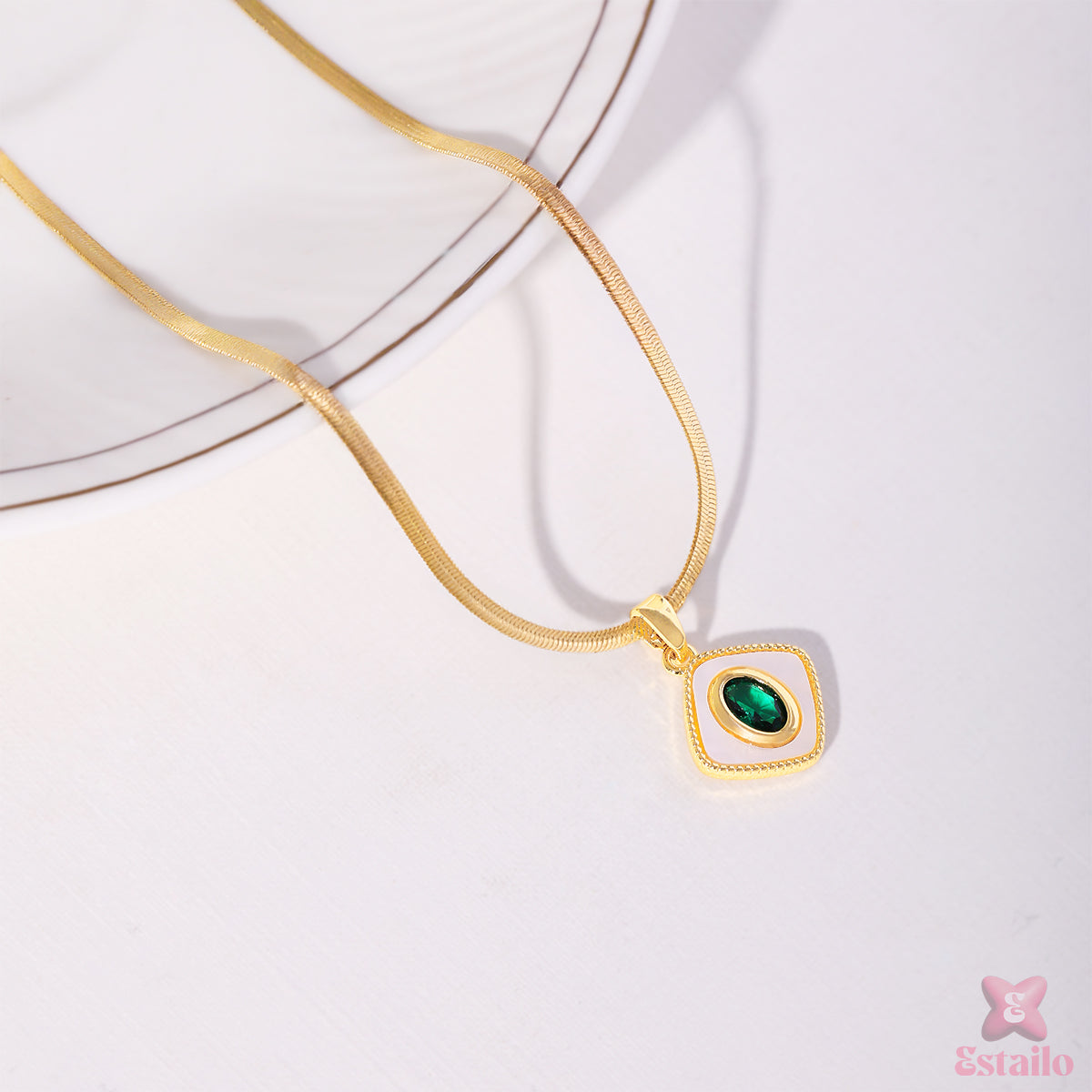 Emerald Square Necklace