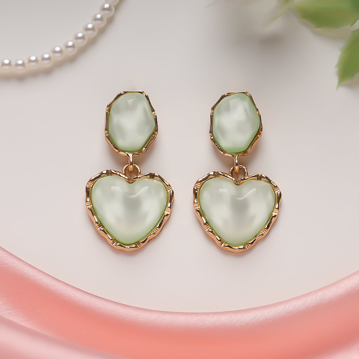 Emerald Essence Heart Earrings