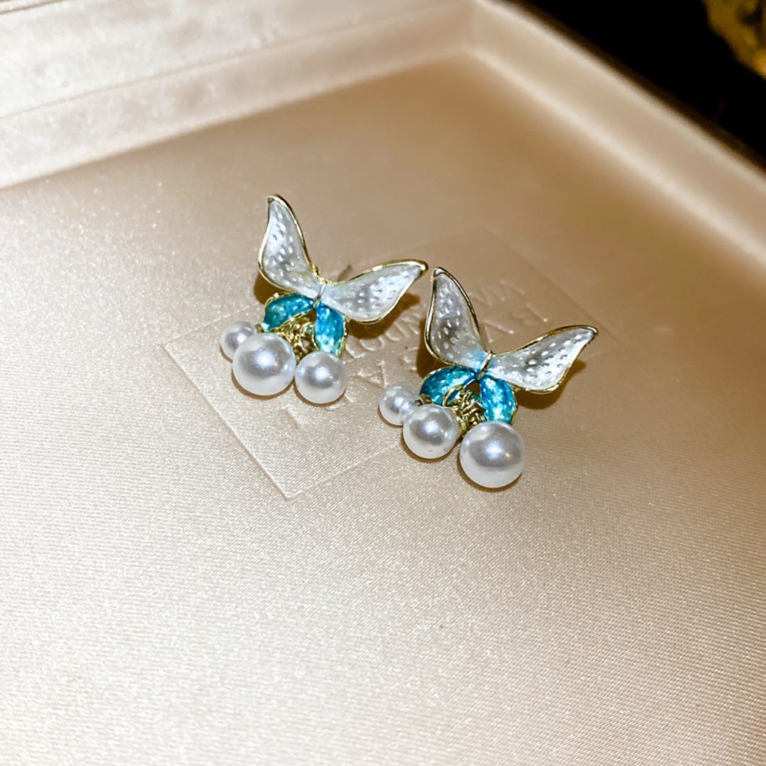 Celestial Butterfly Pearl Earrings
