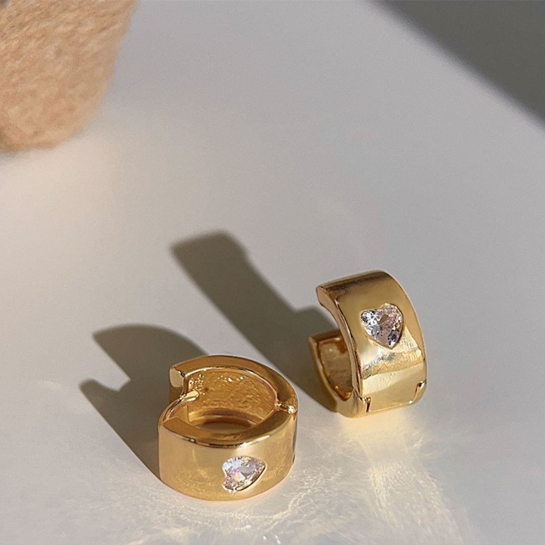 Glimmering Gold Huggies Earrings