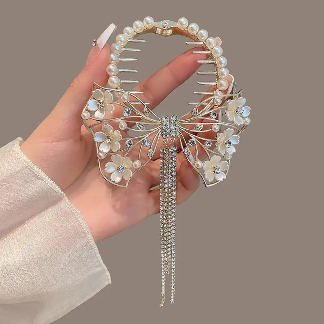 Crystal Butterfly Tassel Hair Claw