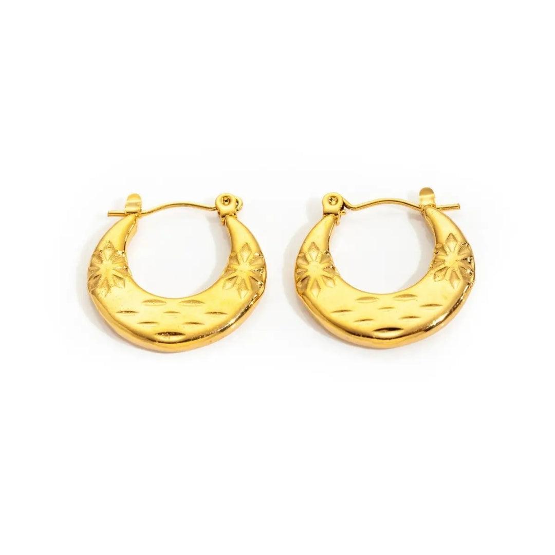 Golden Groove Hoops Earrings