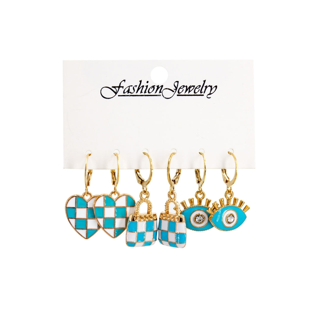 Azure Charm Trio Combo Earring
