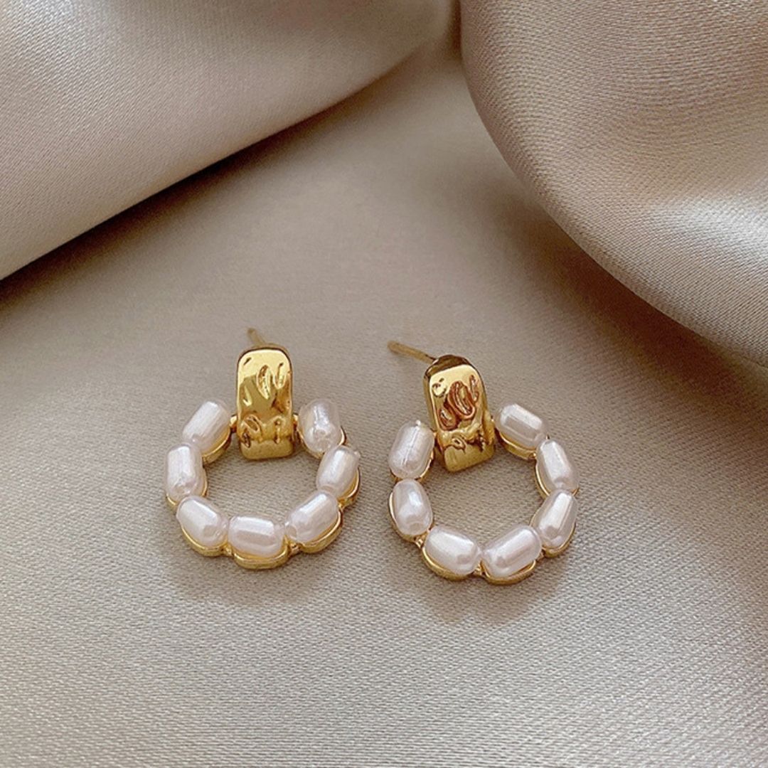 Gilded Seed Pearls Earrings