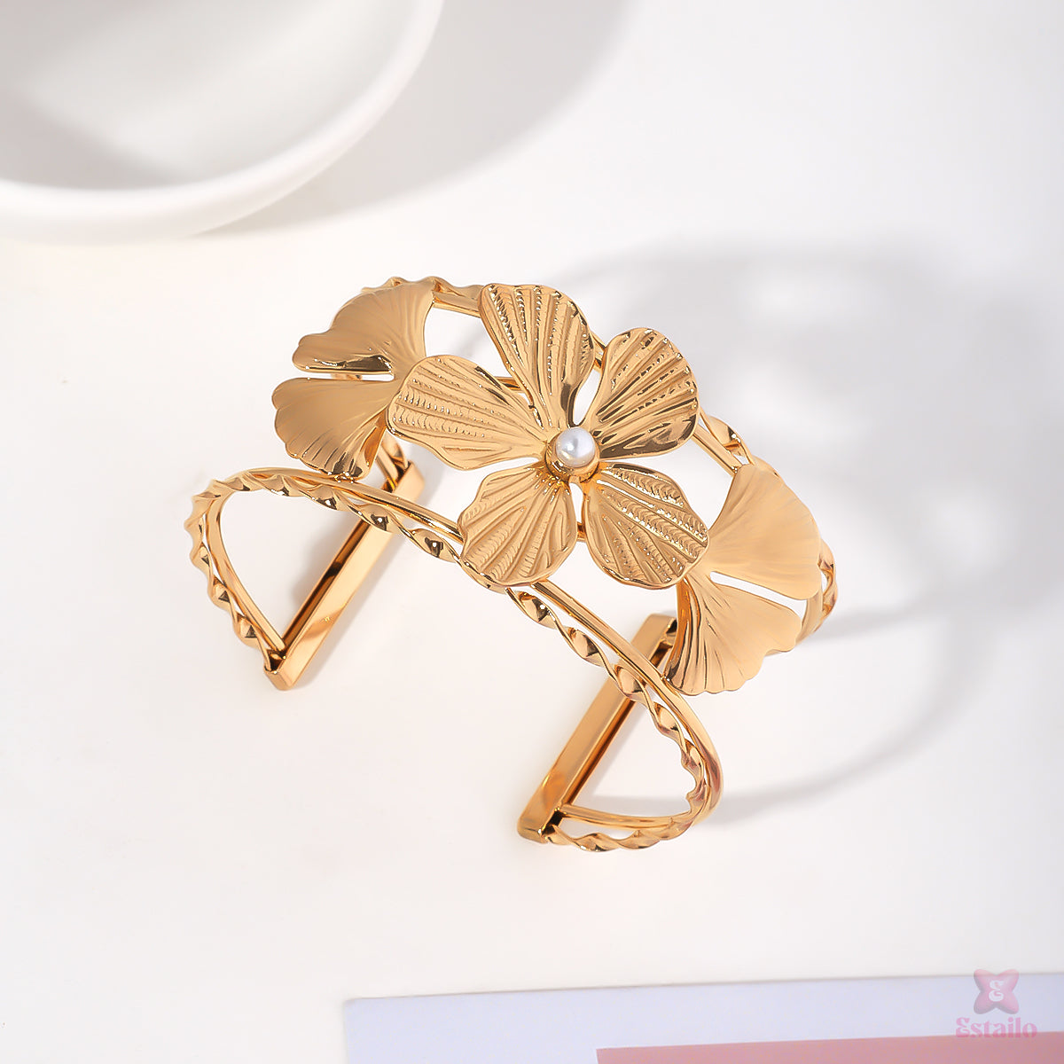 Golden Bloom Cuff Bracelet