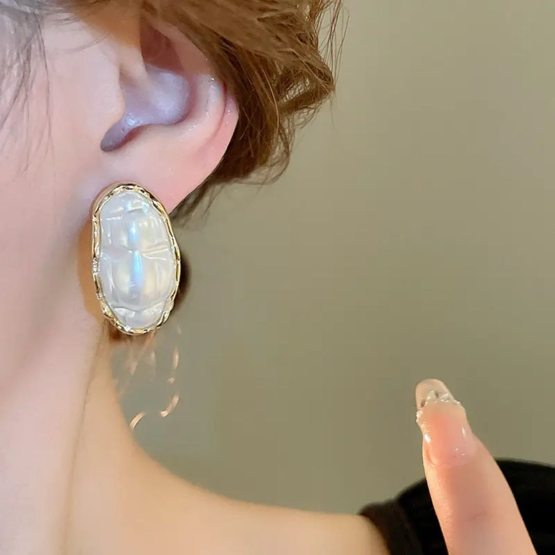 Hammered Gold Oval Earrings