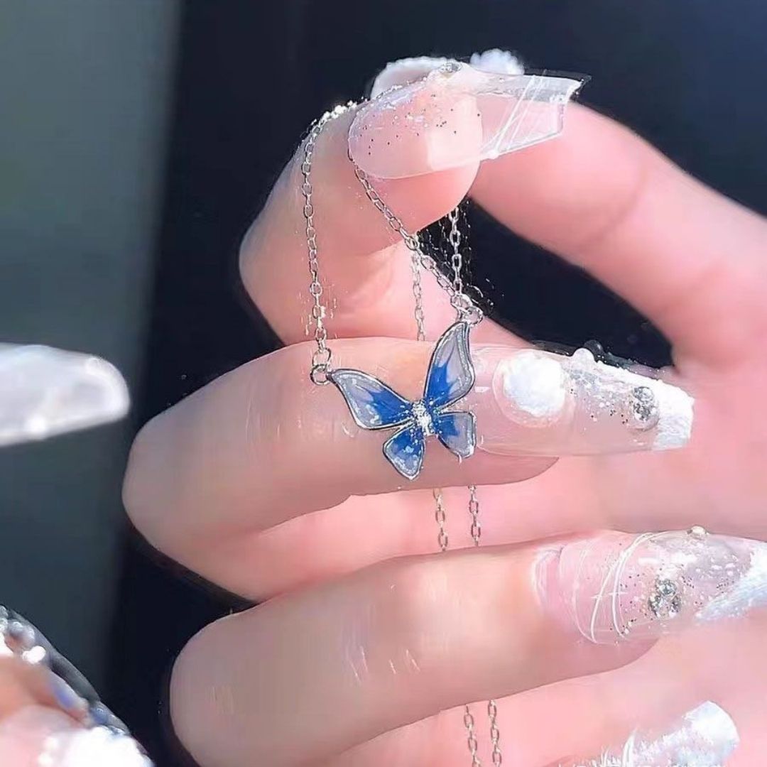 Blue Butterfly Necklace