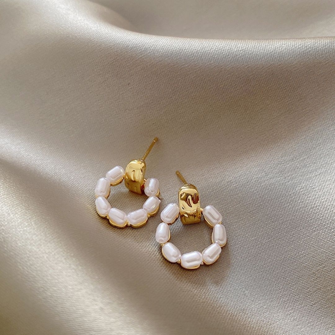 Gilded Seed Pearls Earrings