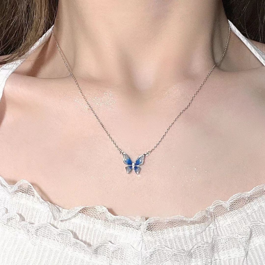 Blue Butterfly Necklace