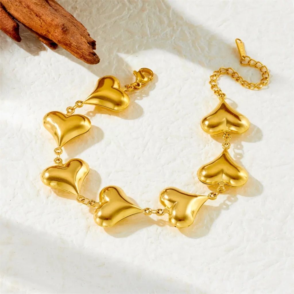 Golden Hearts Link Bracelet