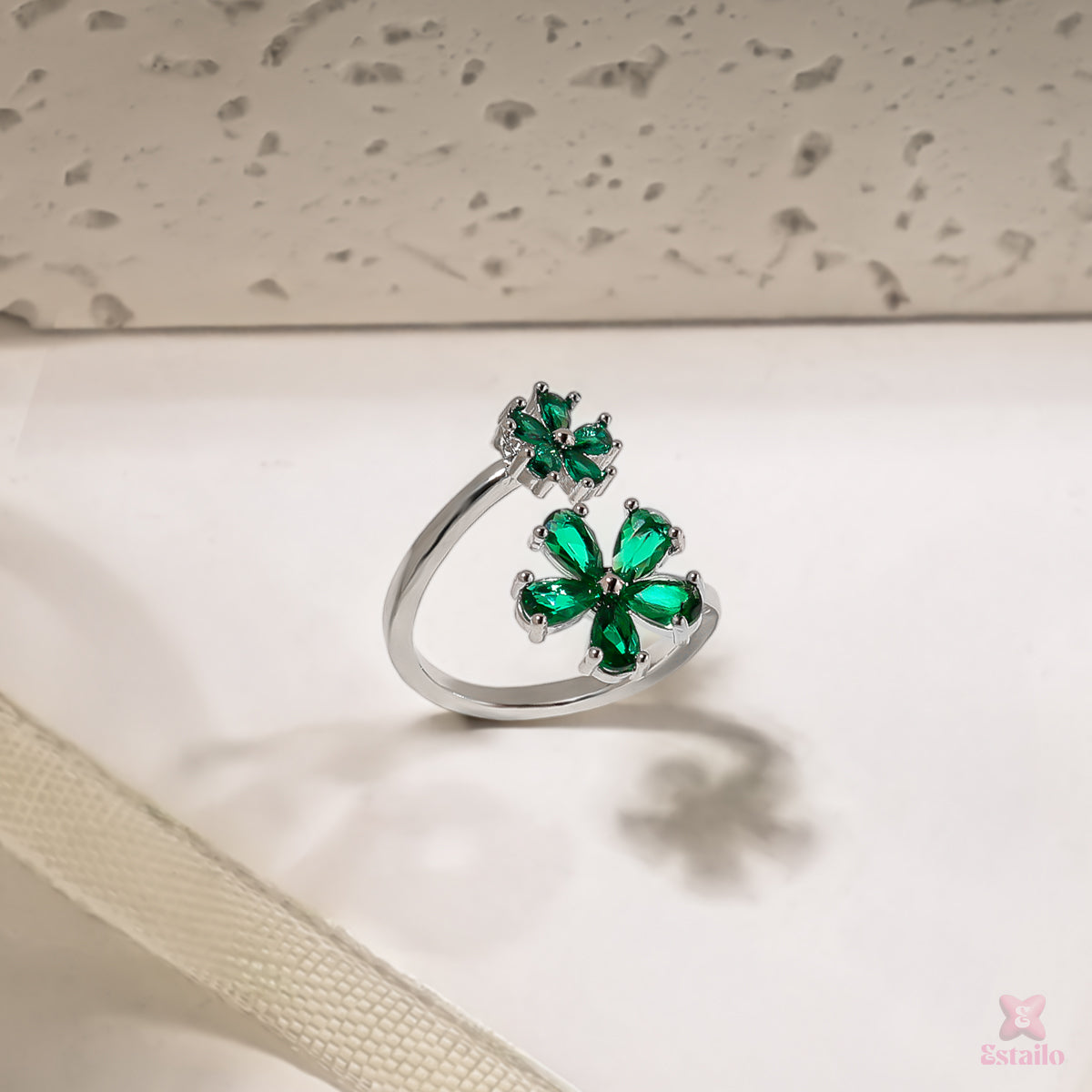 Emerald Blossom Ring