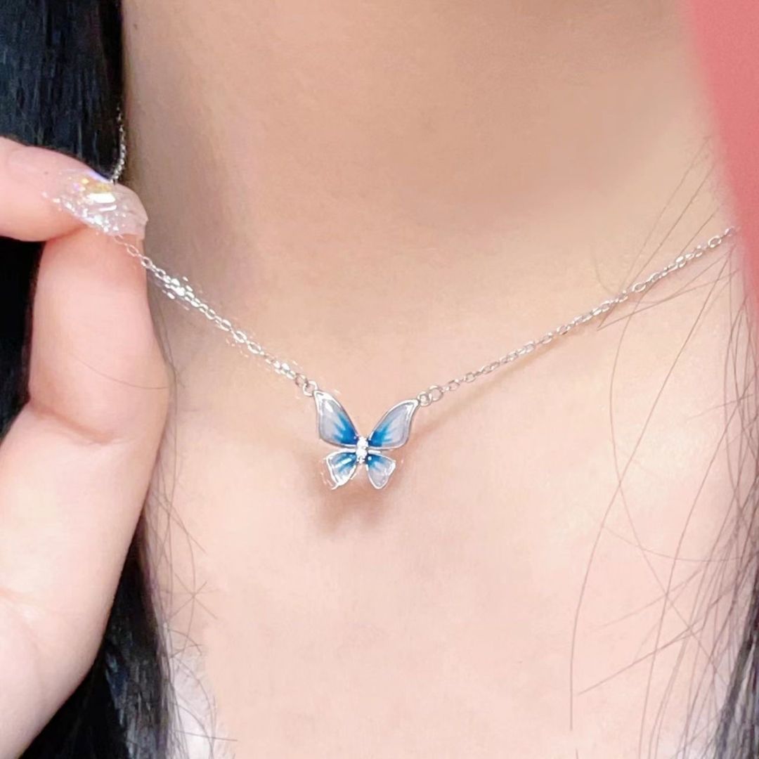 Blue Butterfly Necklace