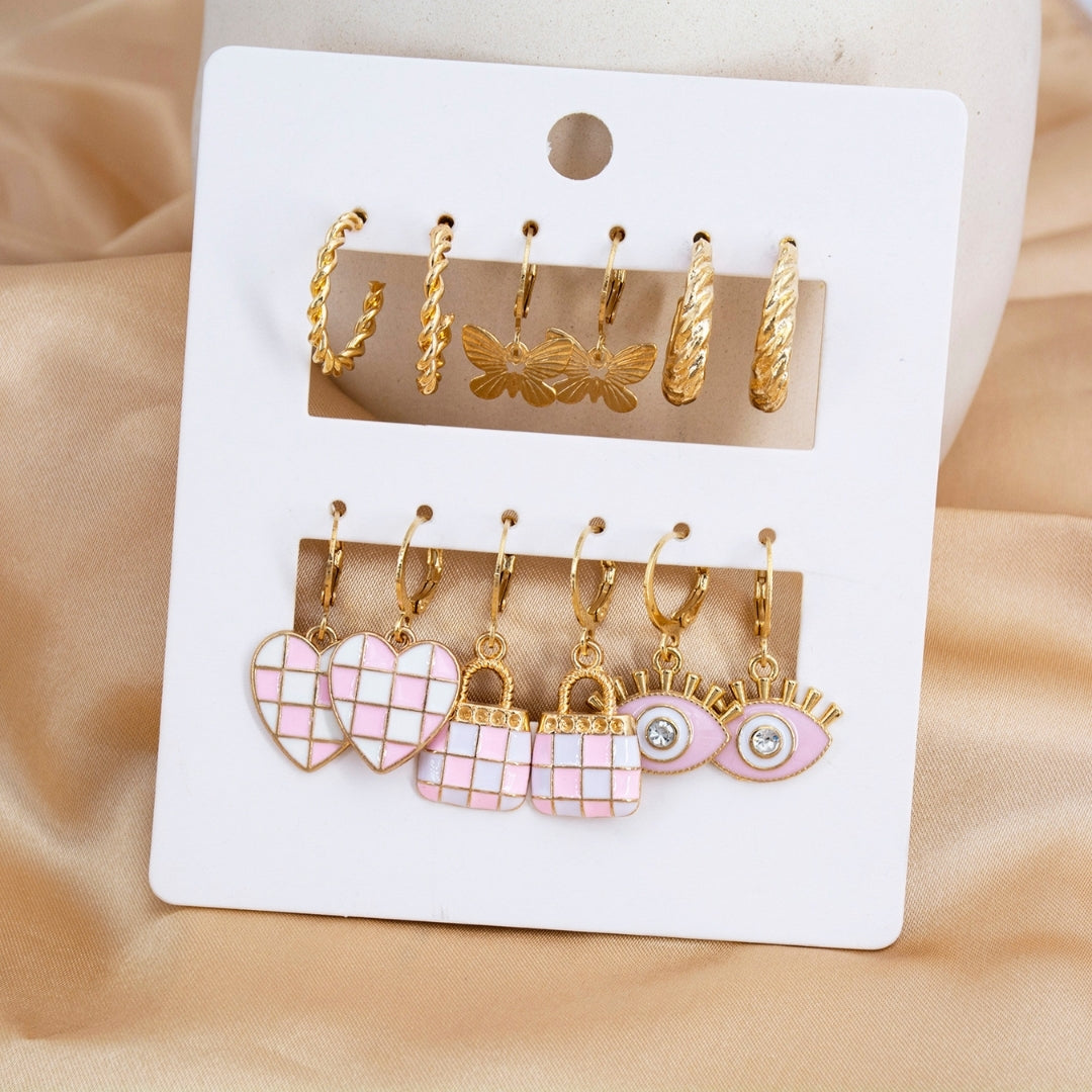 Rose Gold & Charm Combo Earrings