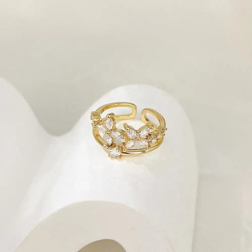 Golden Blossom Zircon Ring