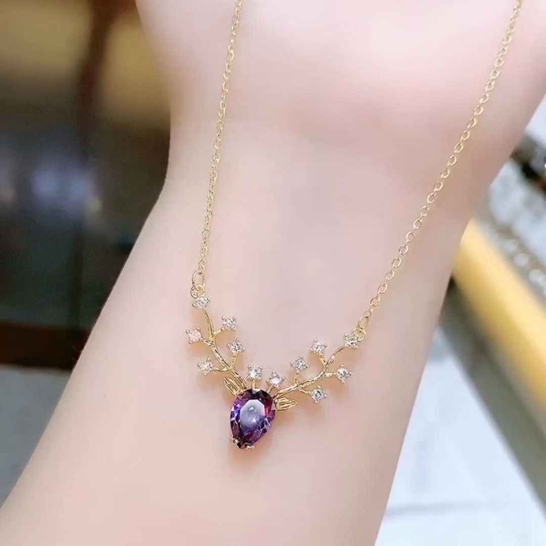 Violet Reindeer Necklace