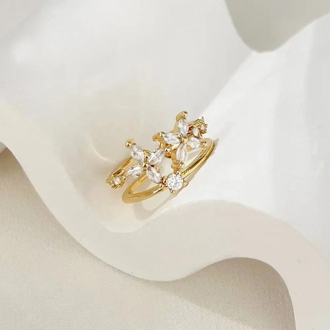Golden Blossom Zircon Ring