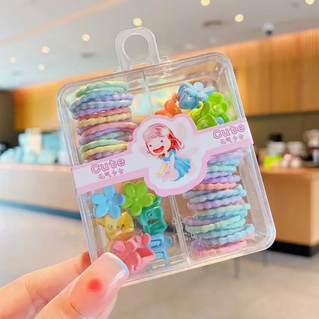 Peachy Princess Hair Clips and Small Rubber (Pack of 1)