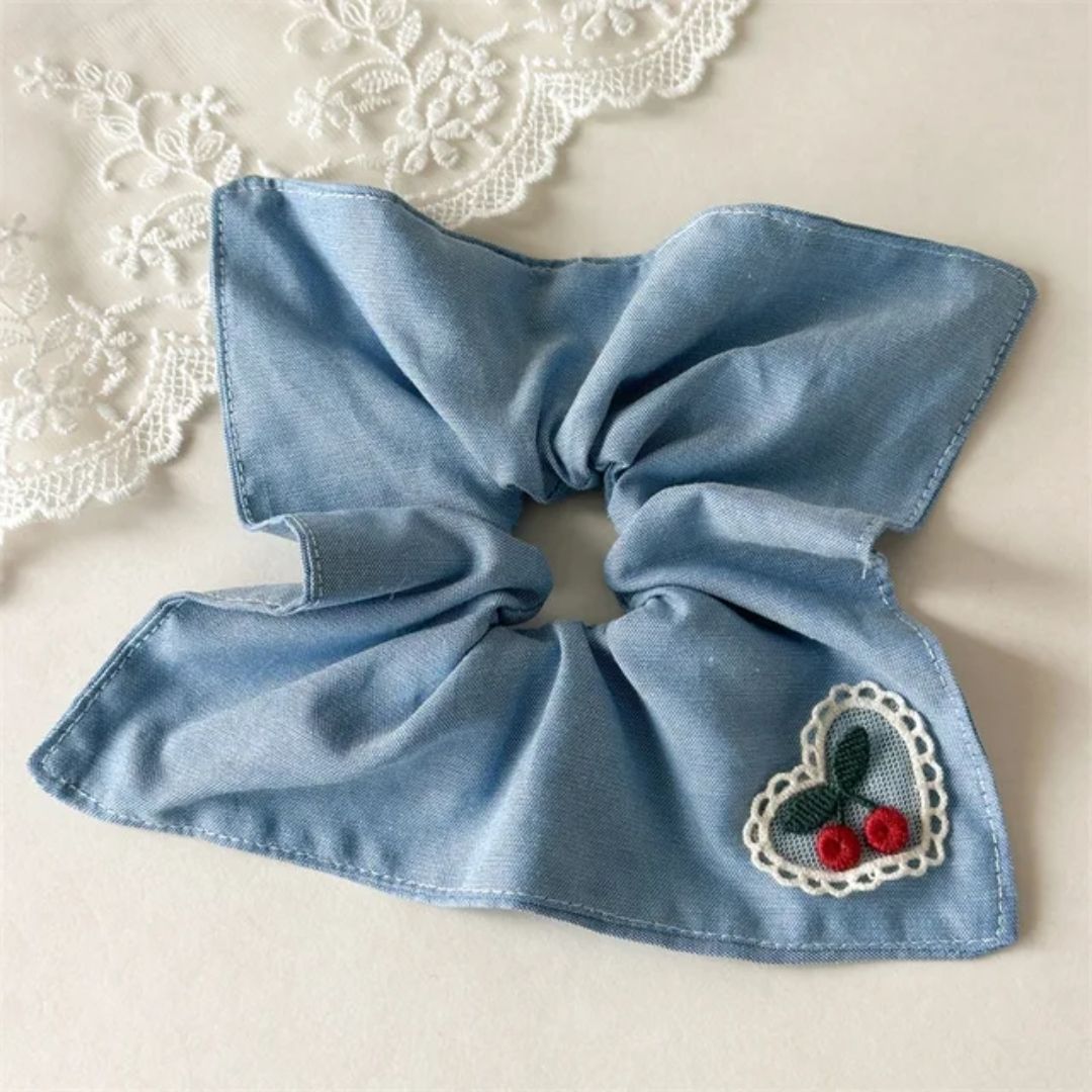 Blue Belle Cherry Hair Scrunchies