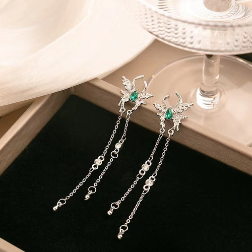 Emerald Bloom Chain Drops Earrings