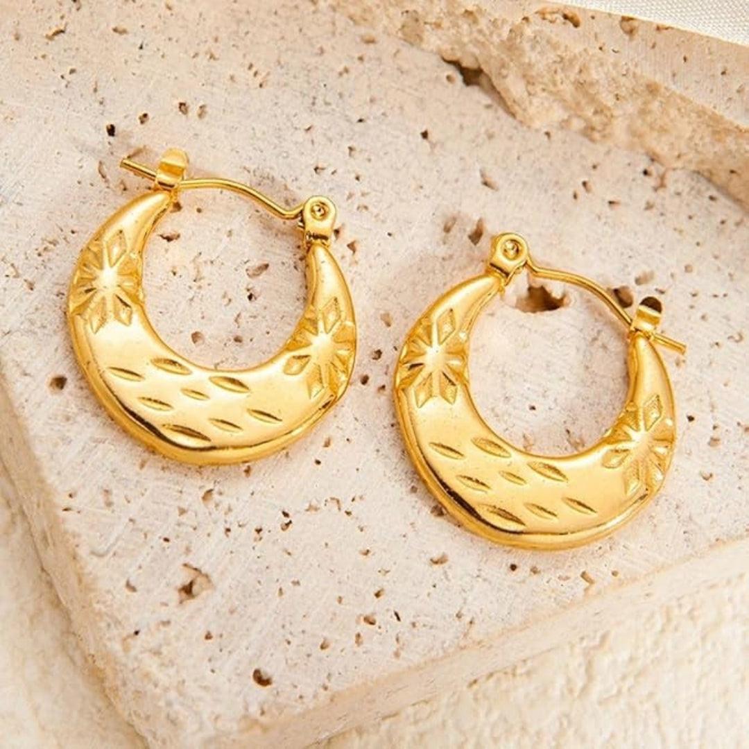 Golden Groove Hoops Earrings