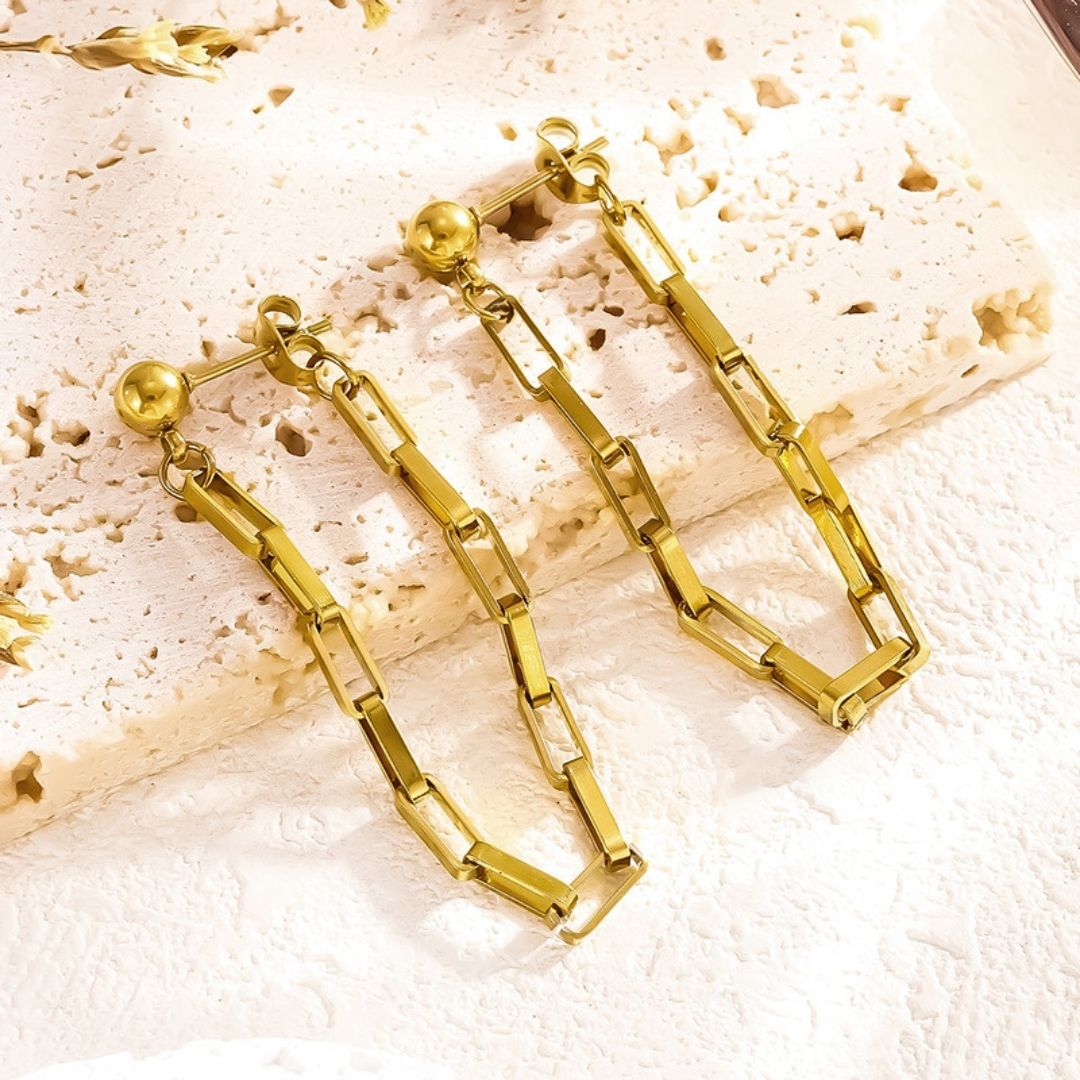 Linear Link Drops Earrings