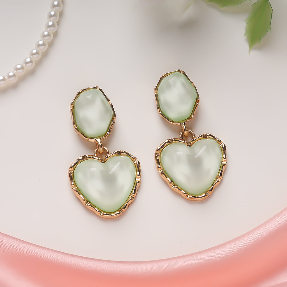 Emerald Essence Heart Earrings