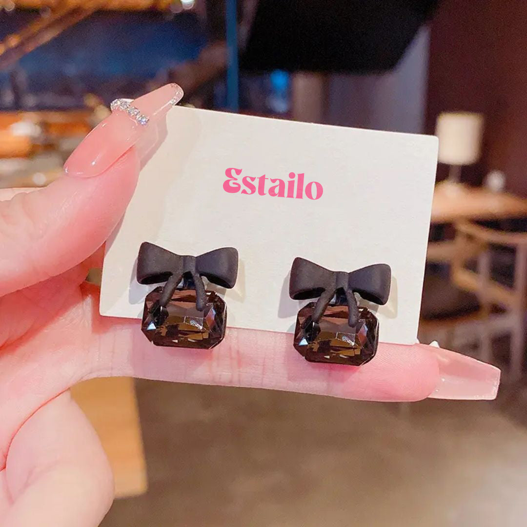 Black Bow Stud Earring