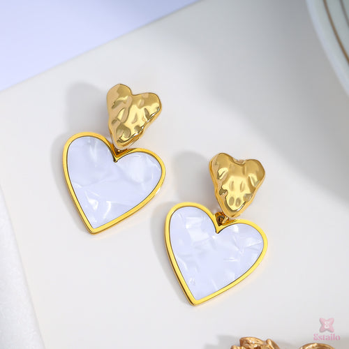 Gold Vanilla Heart Duo Earrings