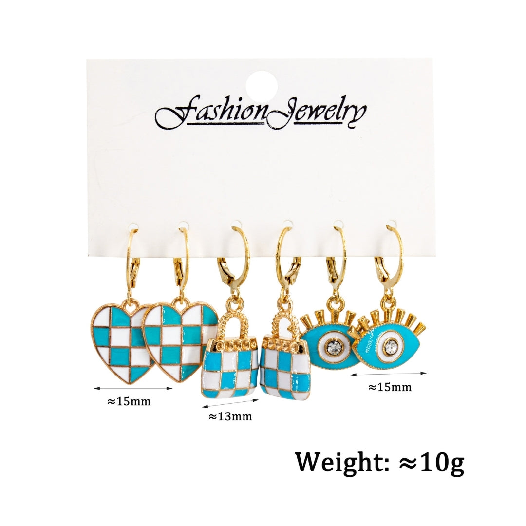 Azure Charm Trio Combo Earring