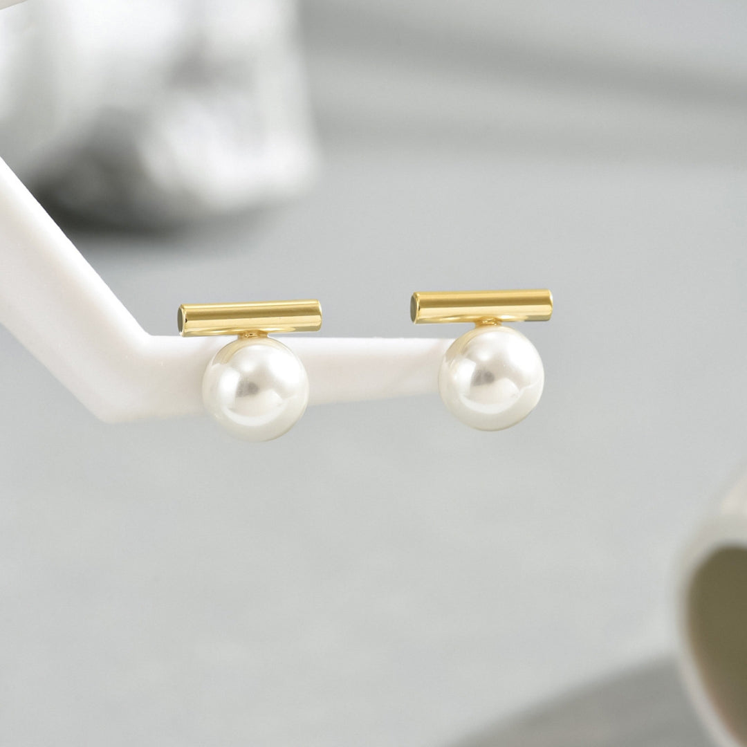 Minimalist Pearl Bar Earrings